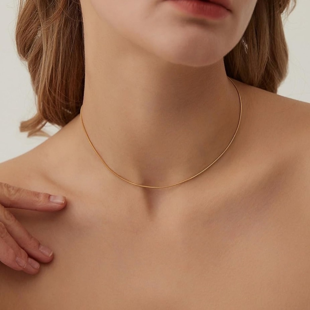 18K Gold Plated 925 Sterling Silver Herringbone Necklace